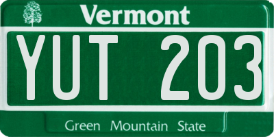 VT license plate YUT203