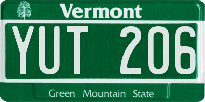VT license plate YUT206