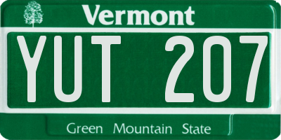 VT license plate YUT207