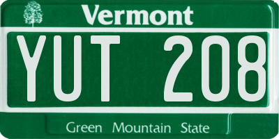 VT license plate YUT208