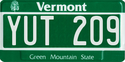 VT license plate YUT209