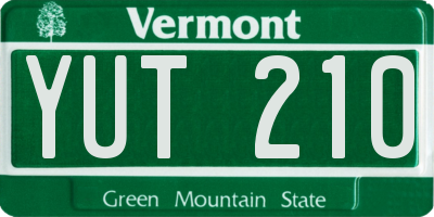 VT license plate YUT210