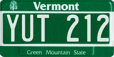 VT license plate YUT212
