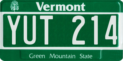 VT license plate YUT214