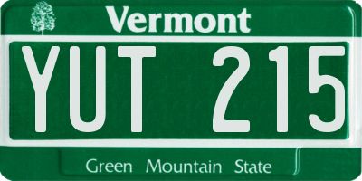 VT license plate YUT215