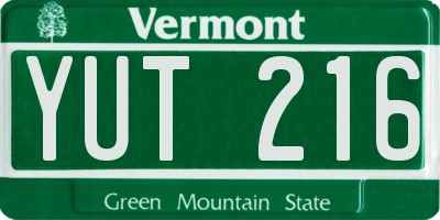 VT license plate YUT216