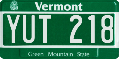 VT license plate YUT218