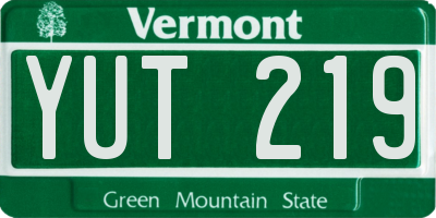 VT license plate YUT219