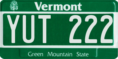 VT license plate YUT222