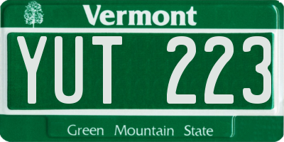 VT license plate YUT223