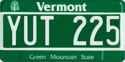 VT license plate YUT225