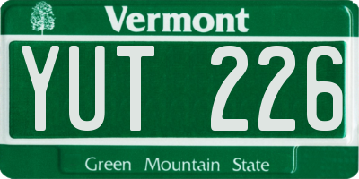 VT license plate YUT226