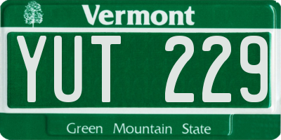 VT license plate YUT229