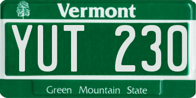 VT license plate YUT230