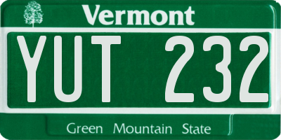 VT license plate YUT232