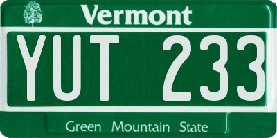 VT license plate YUT233
