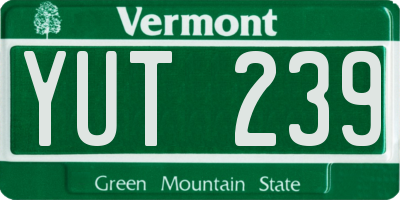 VT license plate YUT239