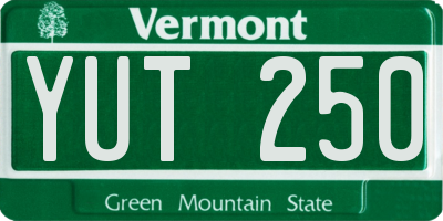 VT license plate YUT250