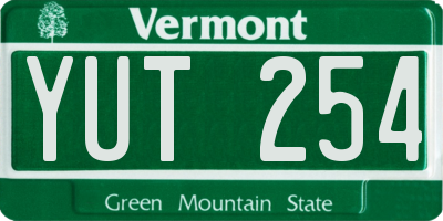 VT license plate YUT254