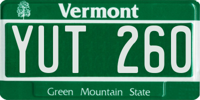 VT license plate YUT260