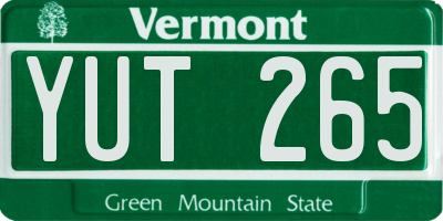 VT license plate YUT265