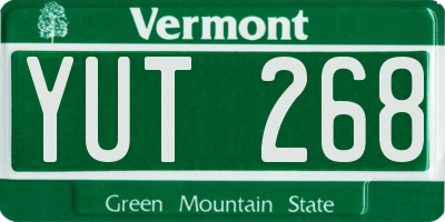VT license plate YUT268