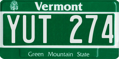 VT license plate YUT274