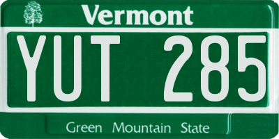 VT license plate YUT285