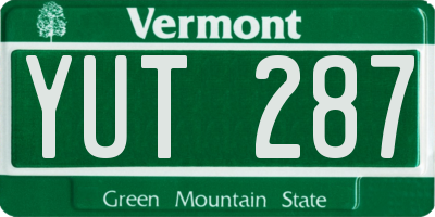 VT license plate YUT287