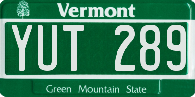 VT license plate YUT289