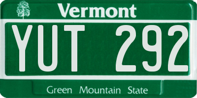VT license plate YUT292