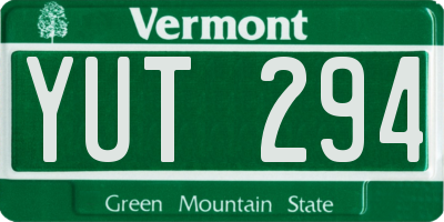 VT license plate YUT294