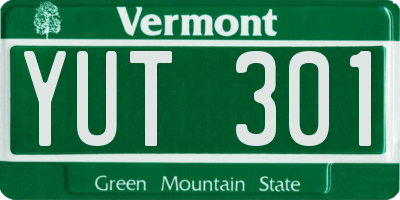 VT license plate YUT301