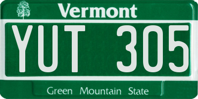 VT license plate YUT305