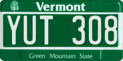 VT license plate YUT308