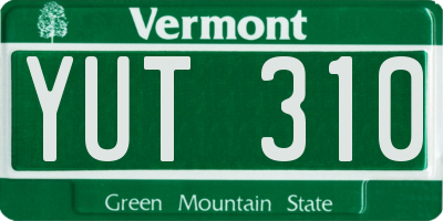 VT license plate YUT310