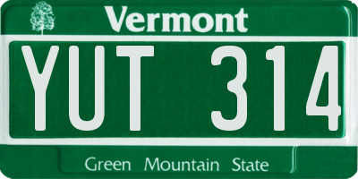 VT license plate YUT314