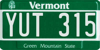 VT license plate YUT315