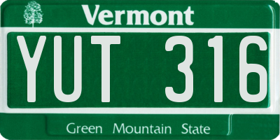 VT license plate YUT316