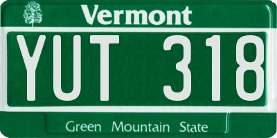VT license plate YUT318