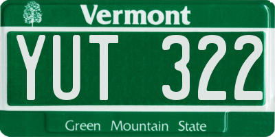 VT license plate YUT322
