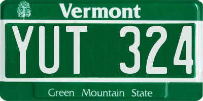 VT license plate YUT324