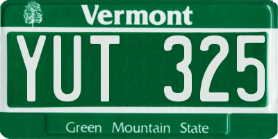 VT license plate YUT325