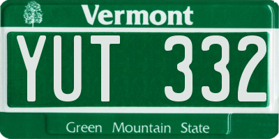 VT license plate YUT332