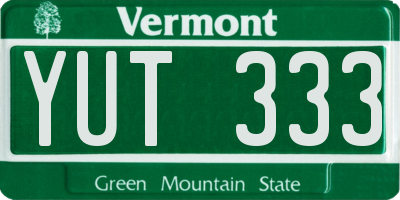VT license plate YUT333