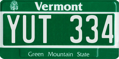 VT license plate YUT334