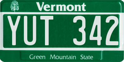VT license plate YUT342