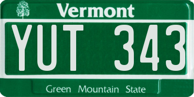 VT license plate YUT343