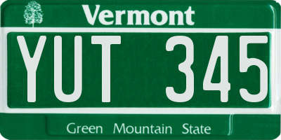 VT license plate YUT345