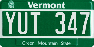 VT license plate YUT347